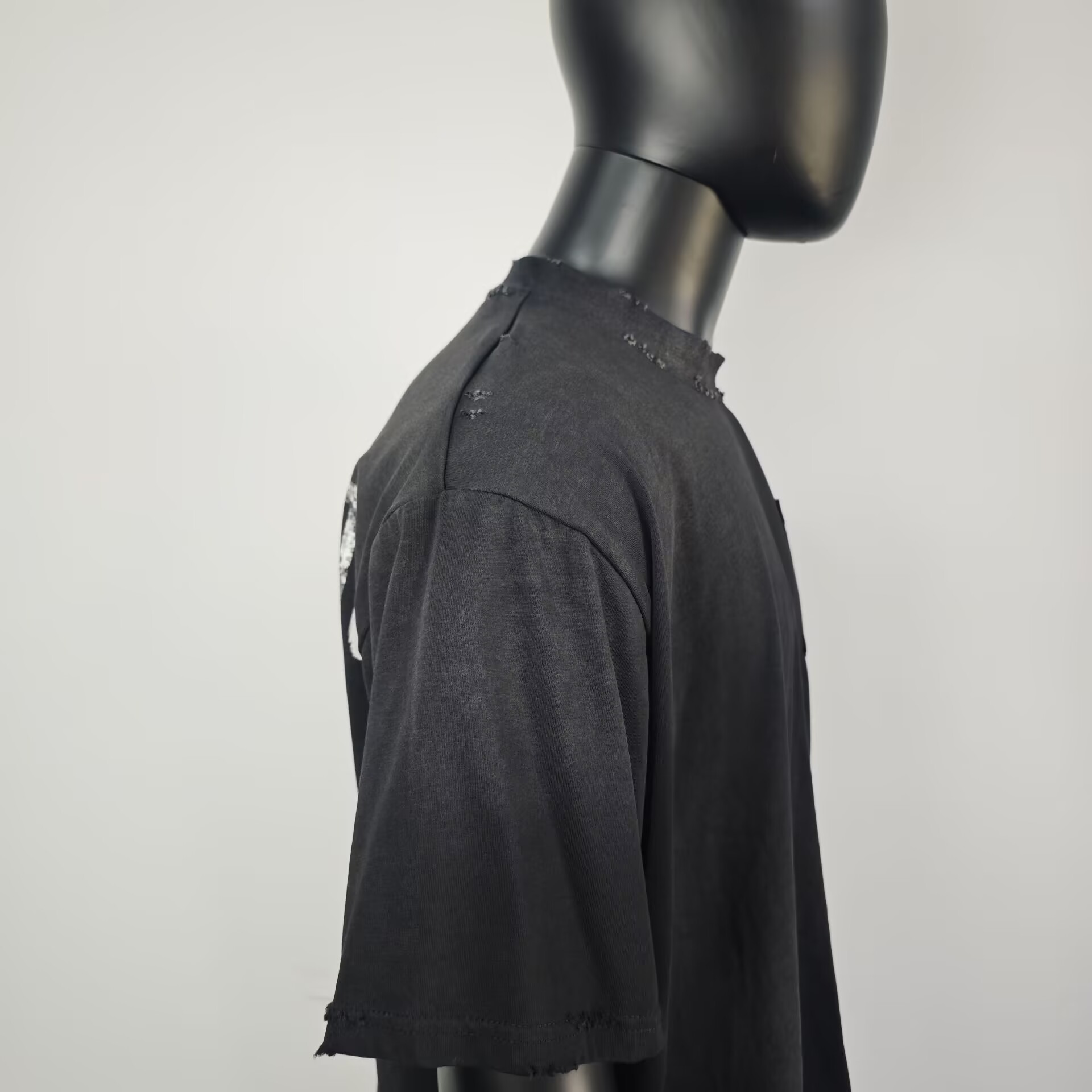 Herre-T-skjorte med overdimensjonert blank t-skjorte, syrevasket, kraftig, solvasket, firkantet, beskjært, slitt, vintage-t-skjorter for menn