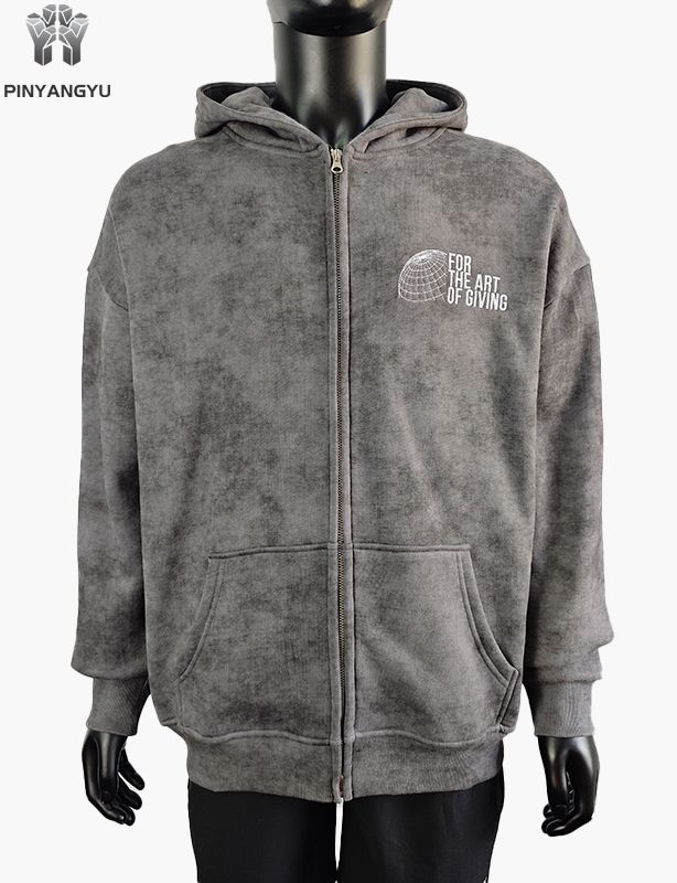 acidwash-stoff og broderilogo tilpasset