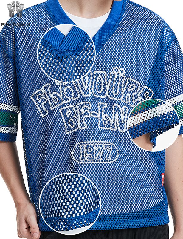 Tilpasset makro-mesh-t-skjorte, pustende mesh-t-skjorte med store hull for sport og sommer