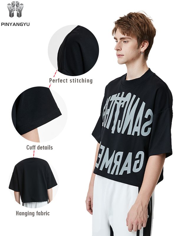 Svart Crop Top - Tilpasset og personlig myk bomulls-T-skjorte