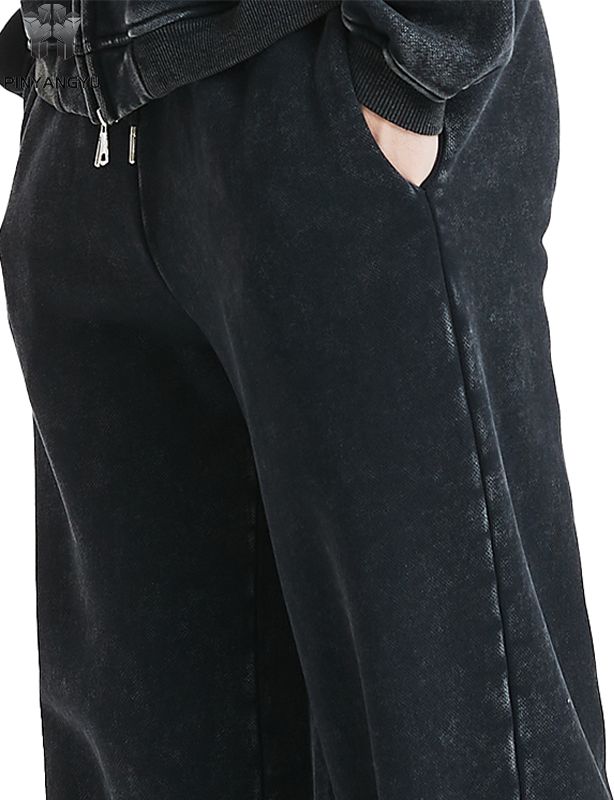 Egendefinert design joggebukse i fransk frott&eacute; bomull Logo Oversized Baggy Wide Leg Cotton Knit Track Jogger joggebukse for menn