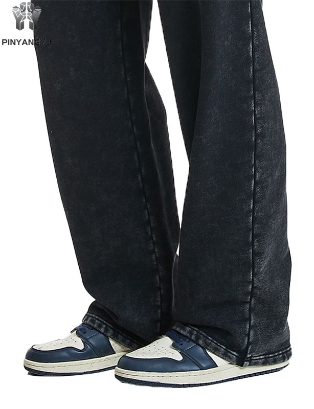 Egendefinert design joggebukse i fransk frott&eacute; bomull Logo Oversized Baggy Wide Leg Cotton Knit Track Jogger joggebukse for menn