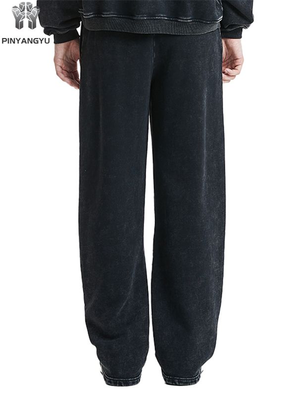 Egendefinert design joggebukse i fransk frott&eacute; bomull Logo Oversized Baggy Wide Leg Cotton Knit Track Jogger joggebukse for menn