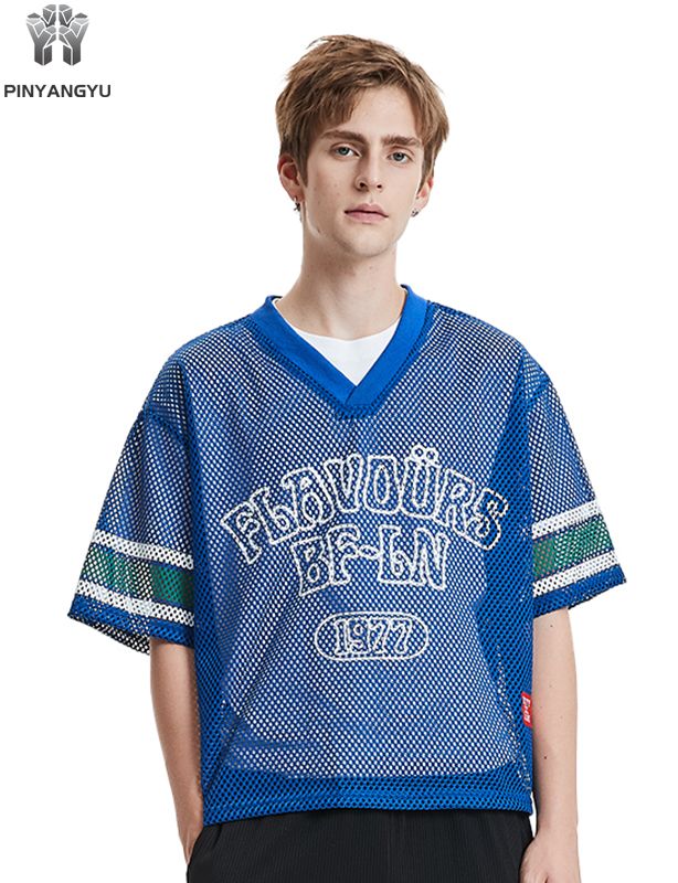 Tilpasset makro-mesh-t-skjorte, pustende mesh-t-skjorte med store hull for sport og sommer