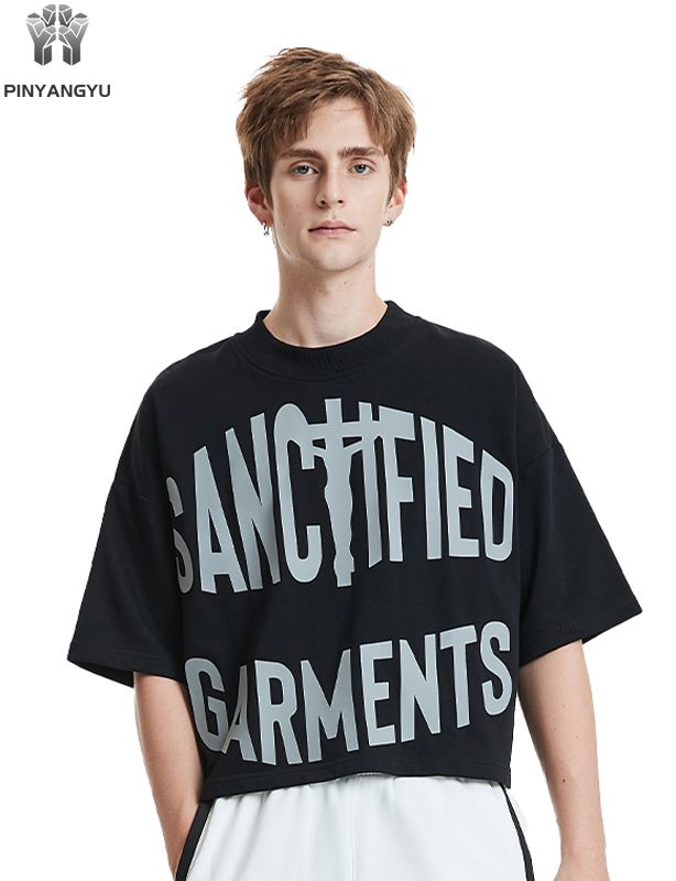 Svart Crop Top - Tilpasset og personlig myk bomulls-T-skjorte