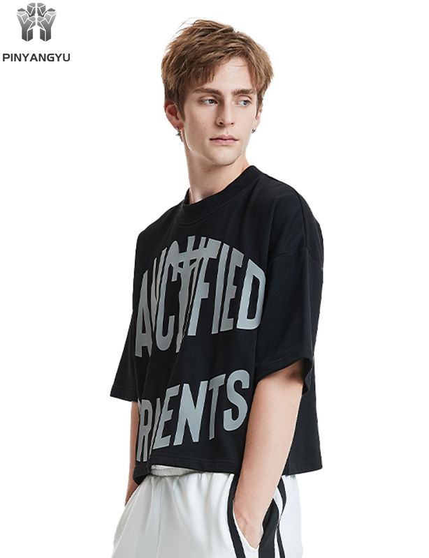 Svart Crop Top - Tilpasset og personlig myk bomulls-T-skjorte