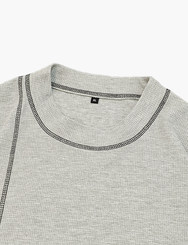 OEM Custom Streetwear T-skjorter Vaffel langermet skjorte Produsent Crop Box Fit Oversize Thermal for menn