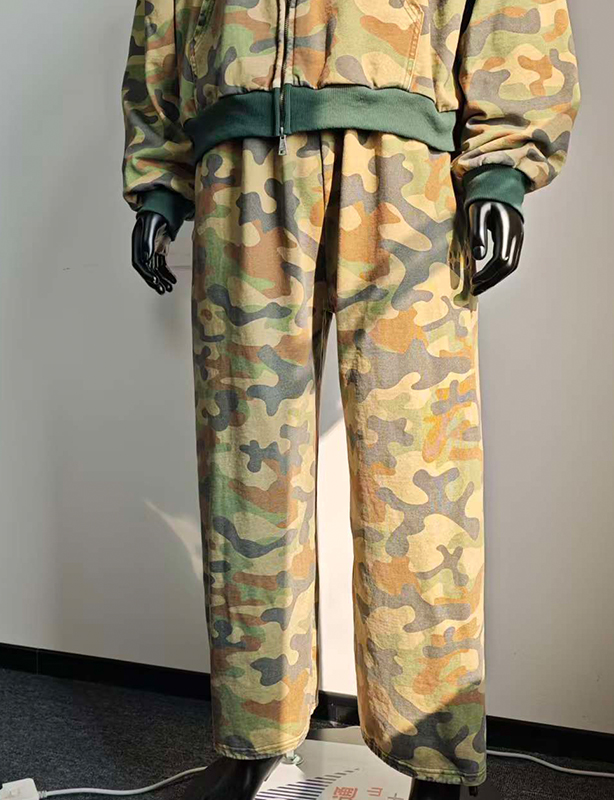 Custom Boxy vintage glidel&aring;sjakker Streetwear Cropped Heavyweight Oversized Produsenter Overall Print Camo Zip up hettegenser